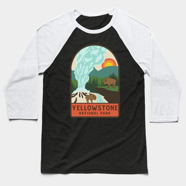 Yellowstone National Park Retro Baseball T-Shirt by Tonibhardwaj